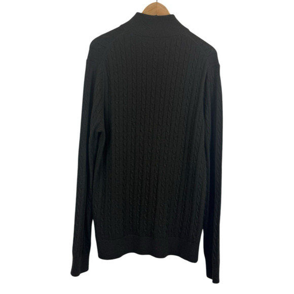 Schöffel Calton Cotton Cashmere Cable Knit Loden Green Men's XL 1/4 Zip Sweater‎ - Picture 5 of 8